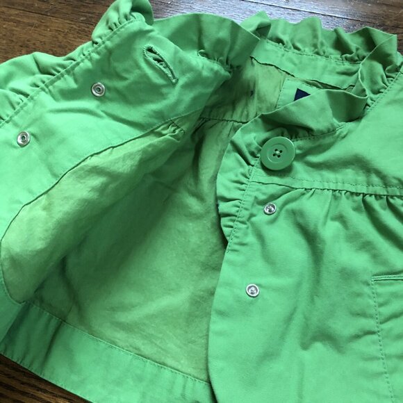 Cropped Green Jacket With Ruffles - Picture 4 of 7